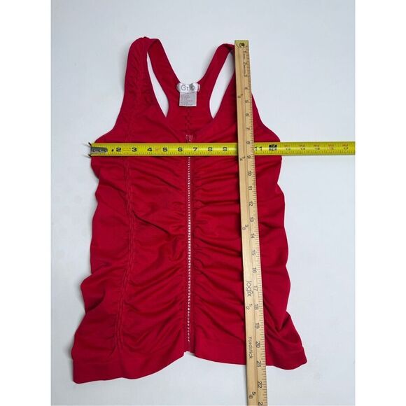 Grip Women’s Tank Top Full Rhinestone Trim Zip Ruched Stretch One Size Red - Picture 4 of 9